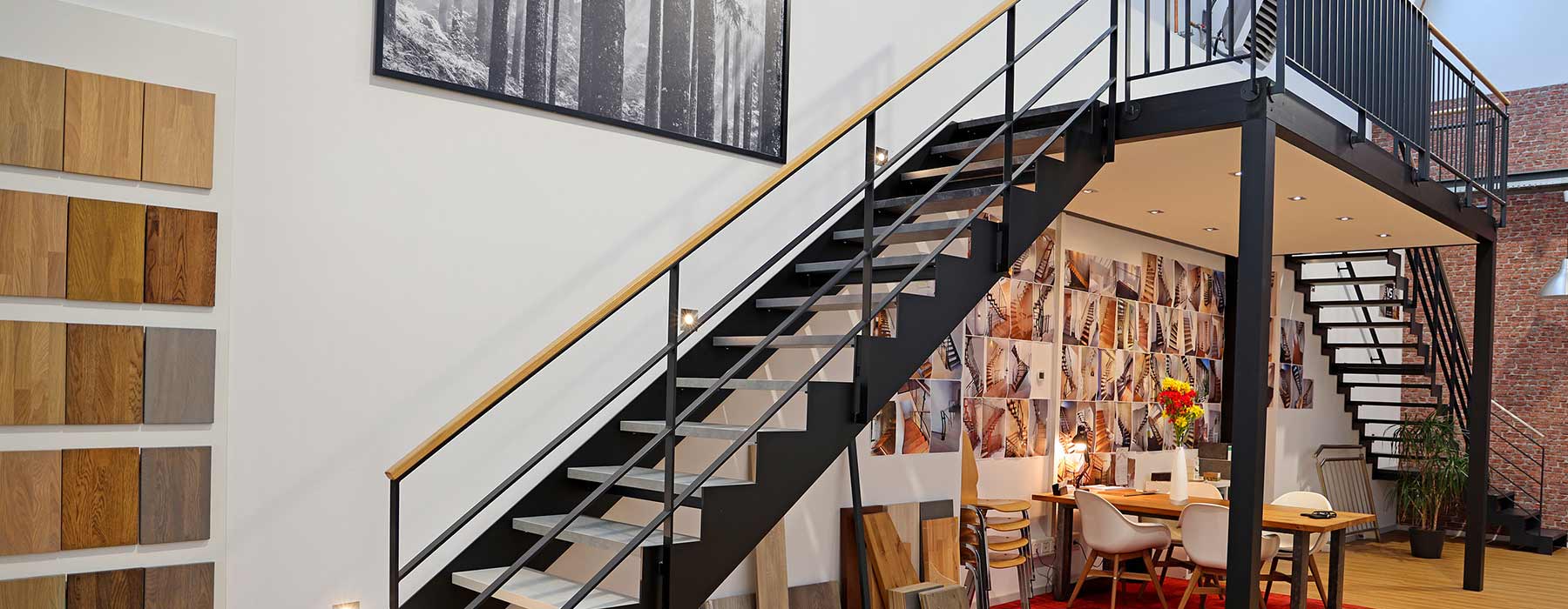 VS Treppensysteme | In unserer Ausstellung finden Sie eine große Auswahl klassischer und moderner Treppenanlagen sowie eine Vielzahl von Stufenbelägen.